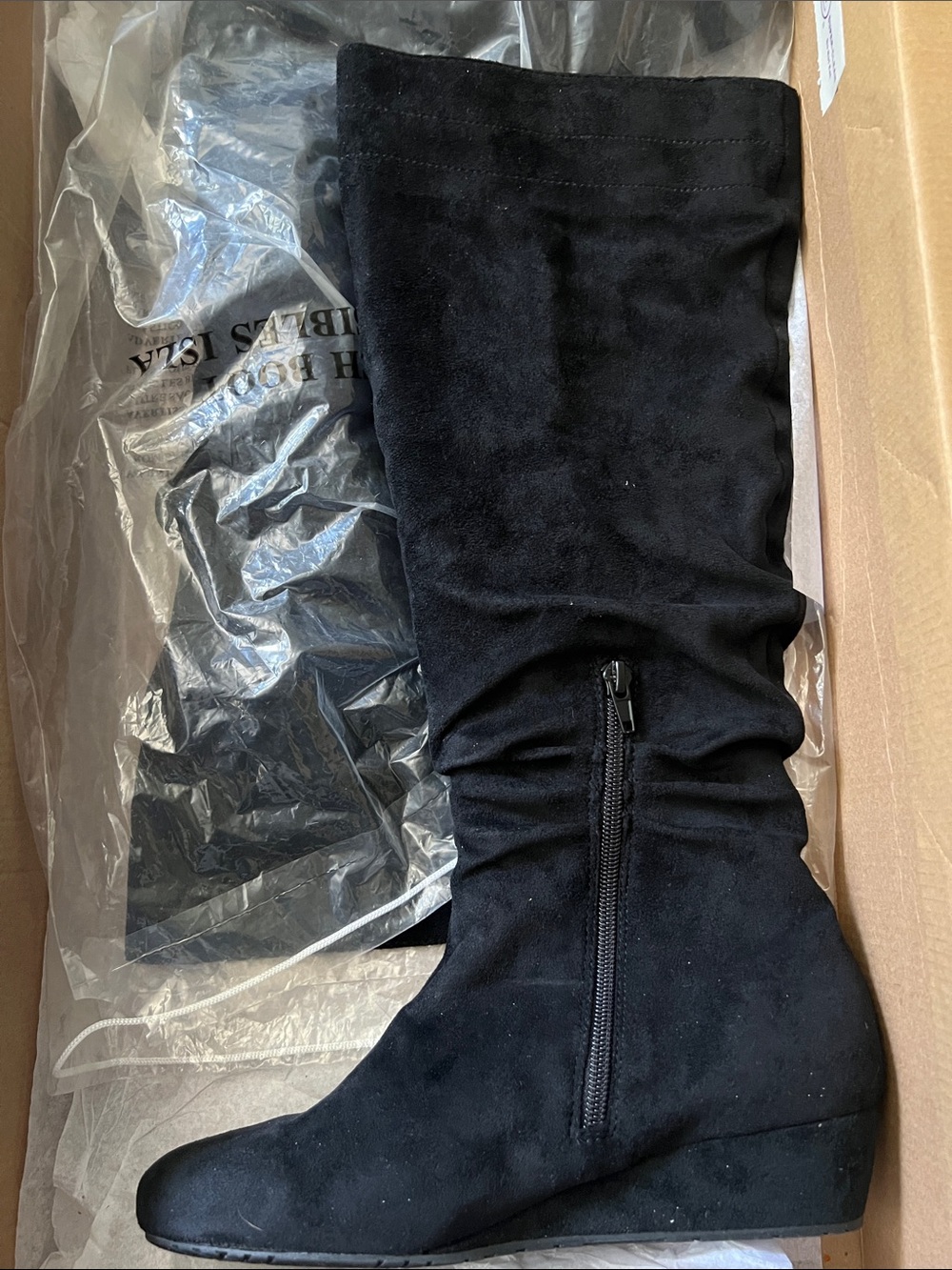 Kenneth Cole Black Mid-Calf Wedge Boot